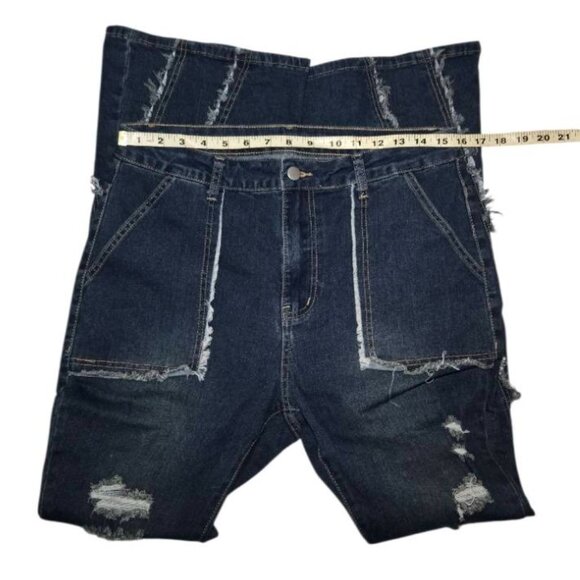 Shein 0XL Distressed Dark Denim Flares - Picture 6 of 11